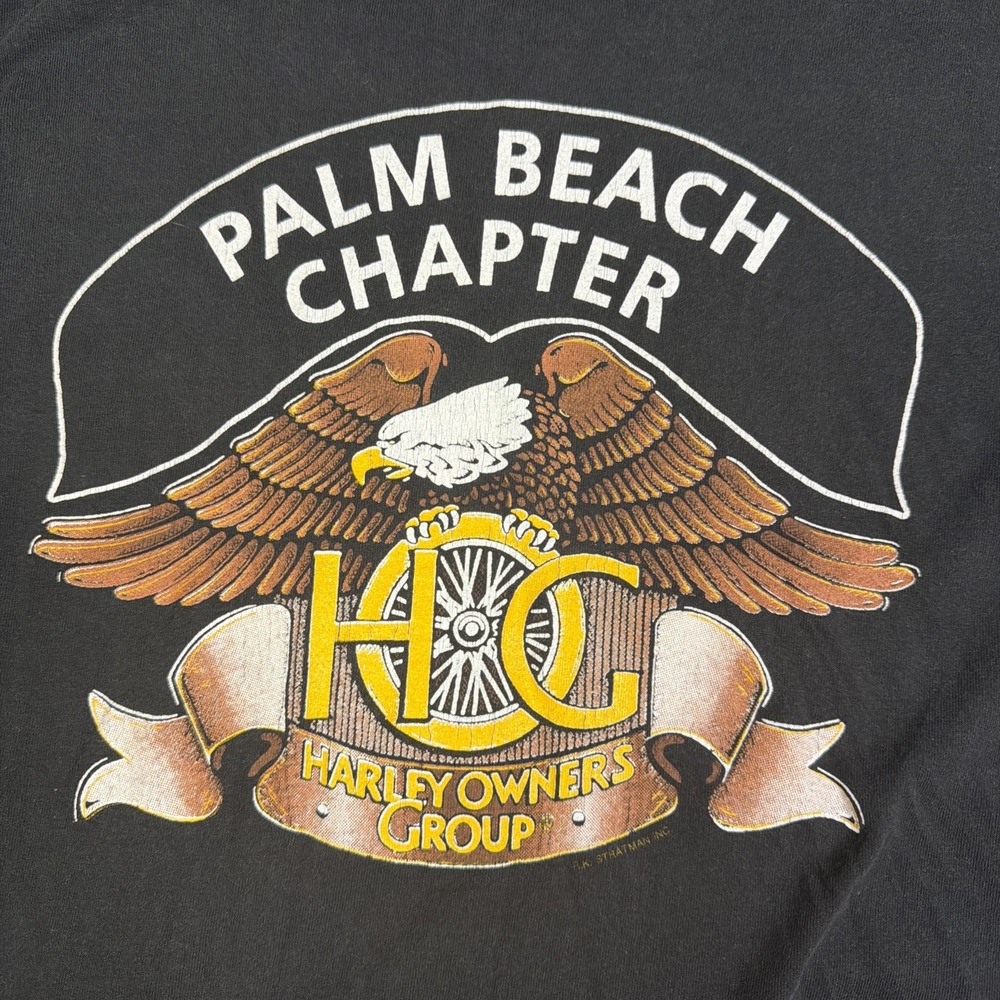 Vintage 90's HOG Harley Owners Group Palm Beach Chapter T-Shirt Size Large Biker
